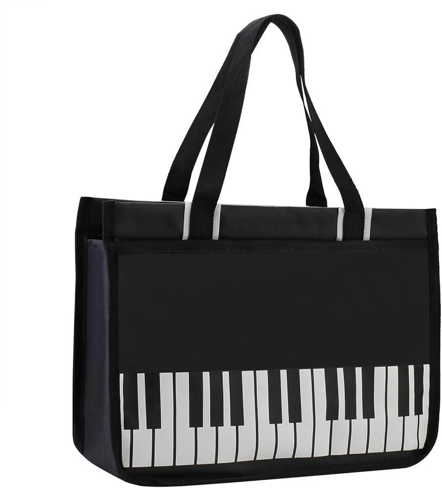 KingPoint Piano Key Music Note Handbag Music Theme Tote Bag Music Shoulder Bag Reusable Multipurpose Bag for Shopping