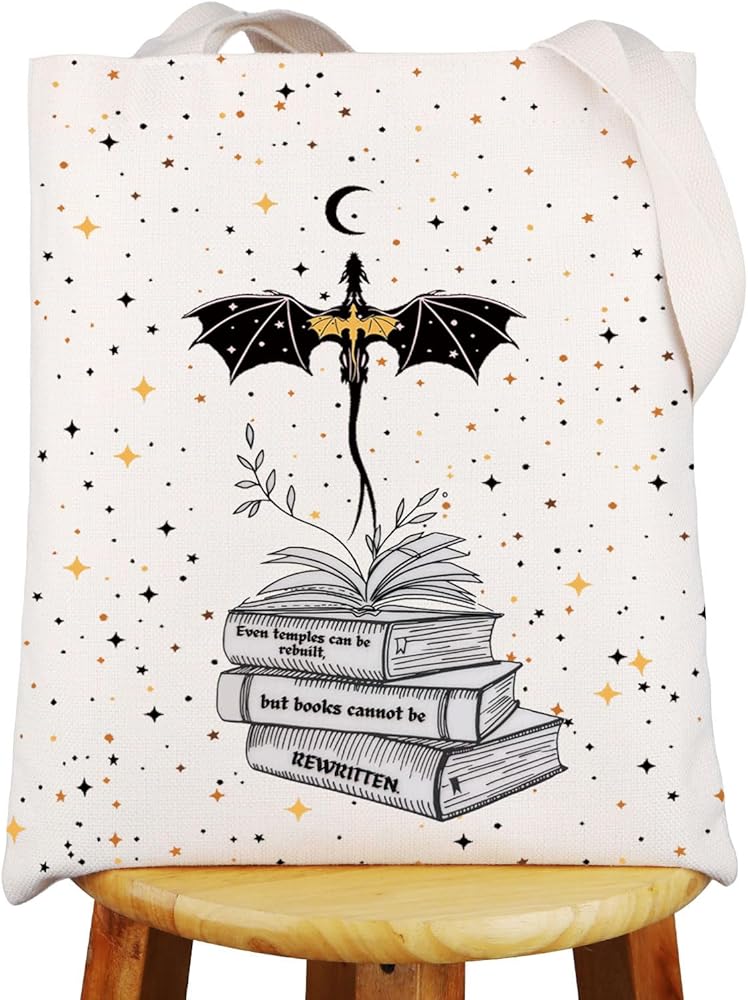 Dragon Book Reader Tote Bag Dragon Lover Gifts Even Temples Can Be Rebuilt But Books Cannot Be Rewritten Dragon Rider Shoulder Bag