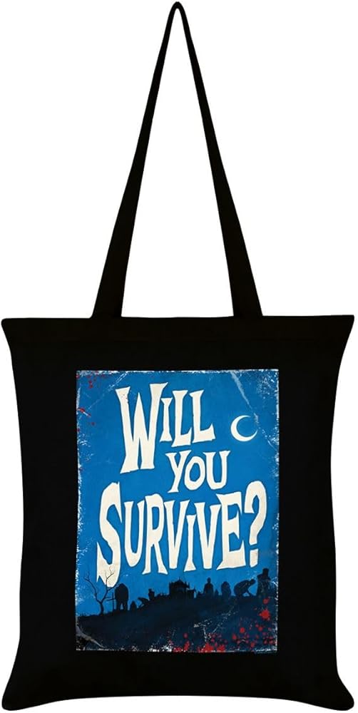 Grindstore Will You Survive? Horror Tote Bag (One Size) (Black/Blue)