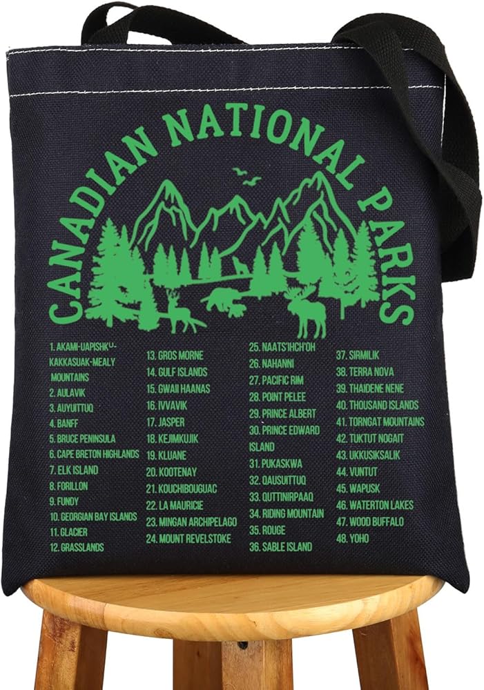 Canada National Parks Tote Bag Canadian National Parks Gifts Canada National Parks Camping Shoulder Bag Canada Parks Merchandise