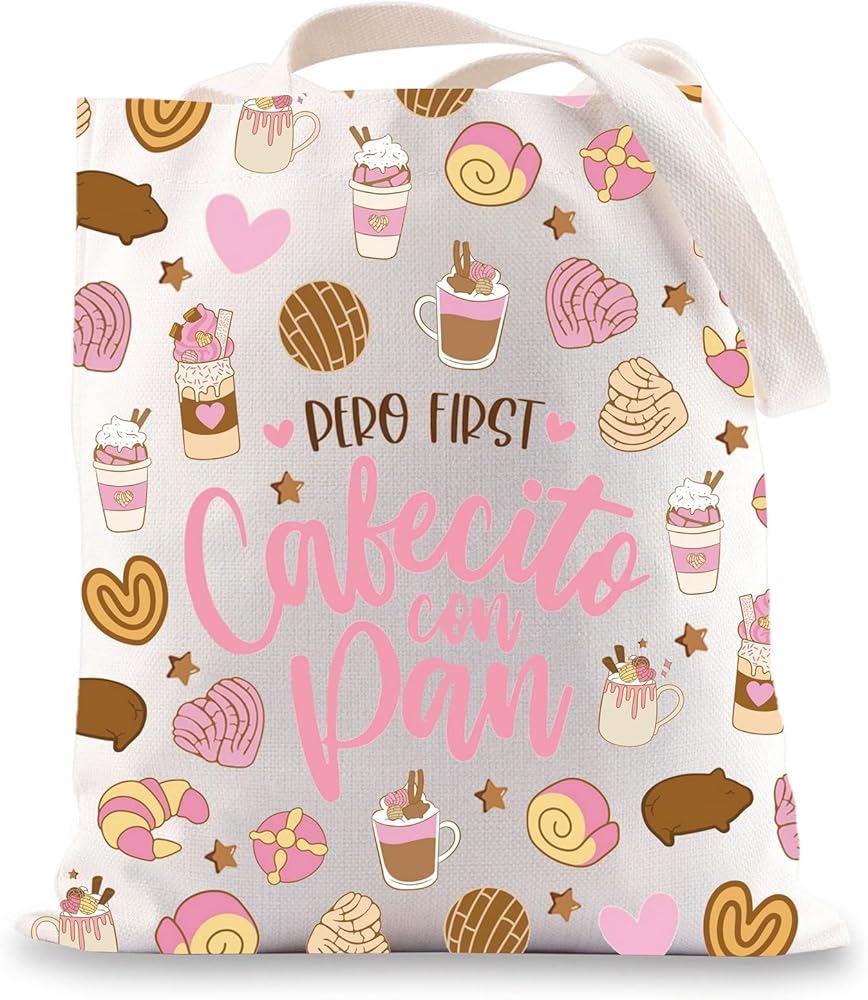 Cafecito Con Pan Tote Bag Mexican Pan Dulce Gifts Cafecito Y Chisme Gifts Concha Mexican Sweet Bread Tote Bag