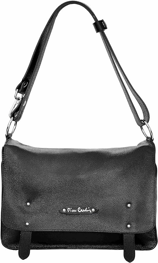 Pierre Cardin Women's Genuine Leather Shopper Handbag Shoulder Bag Multifunction Leather Large Women's Bag Genuine Leather Shopper Handbag Multifunction, Black