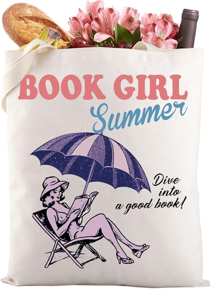 Book Girl Summer Tote Bag, Beach Bag, Book Lover, Bookish Reader, Bookish Vacation