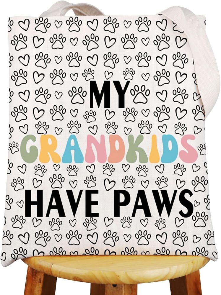 Grandma And Pet Tote Bag Pet Owner Gifts My Grandkids Have Paws Gifts Paw Lover Shoulder Bag