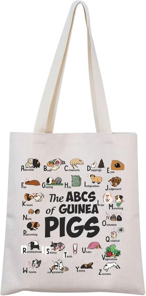 Guinea Pig Alphabet Tote Bag Guinea Pig Lover Gift Guinea Pig Mom Gift Guinea Pig Owner Gift