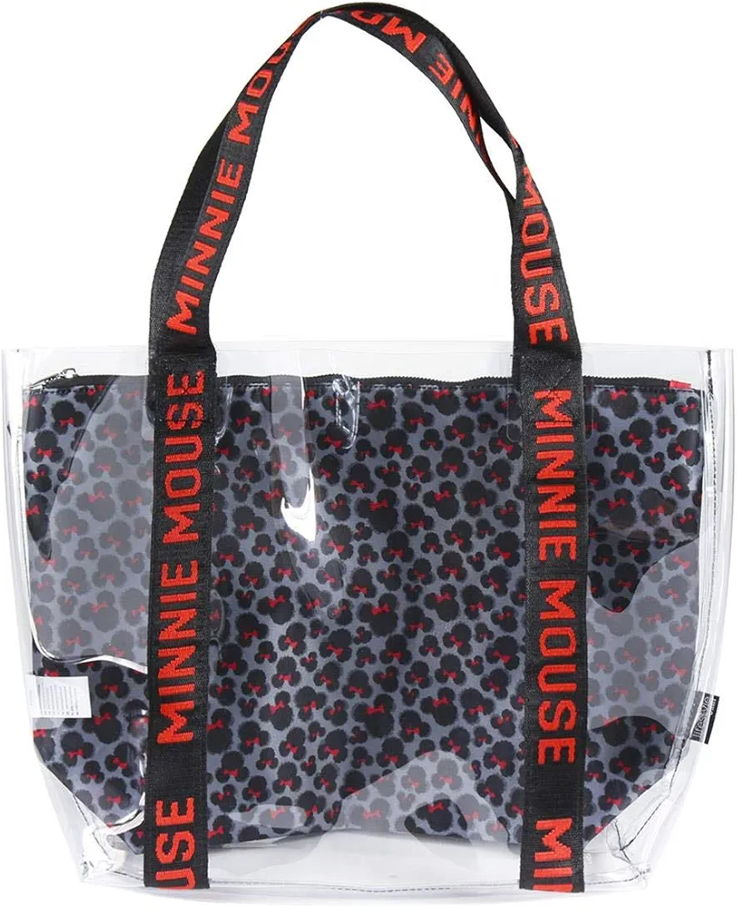 Cerdá Unisex Kids 2100002899 Transparent Beach Bag with Minnie Mouse Printed Interior Compartment, Rosa, Grande
