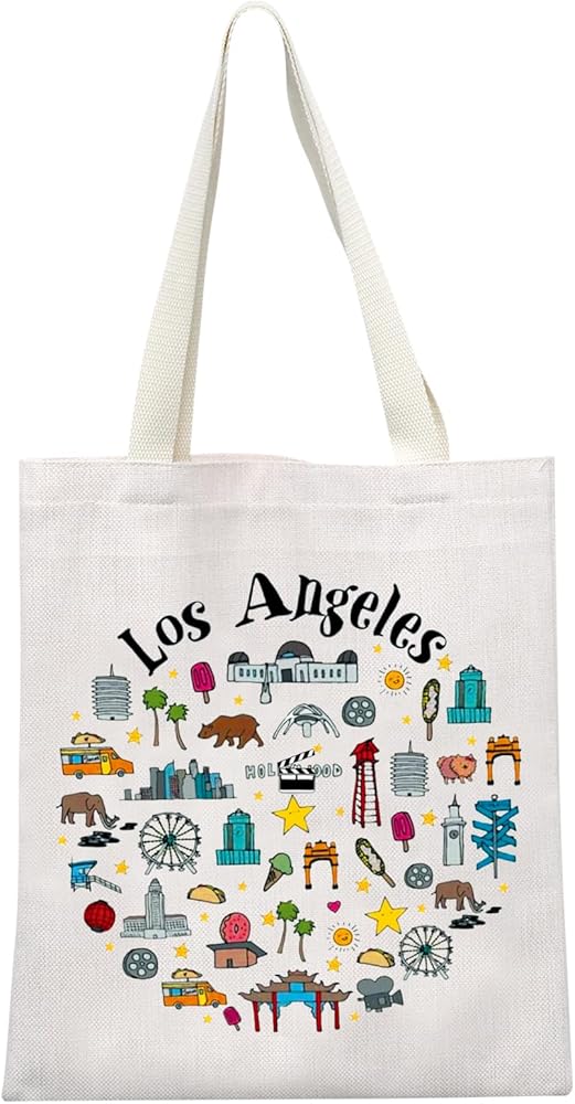 Los Angeles Canvas Tote Bag Los Angeles Souvenirs Los Angeles Lovers Gift Los Angeles California Vacation Gifts