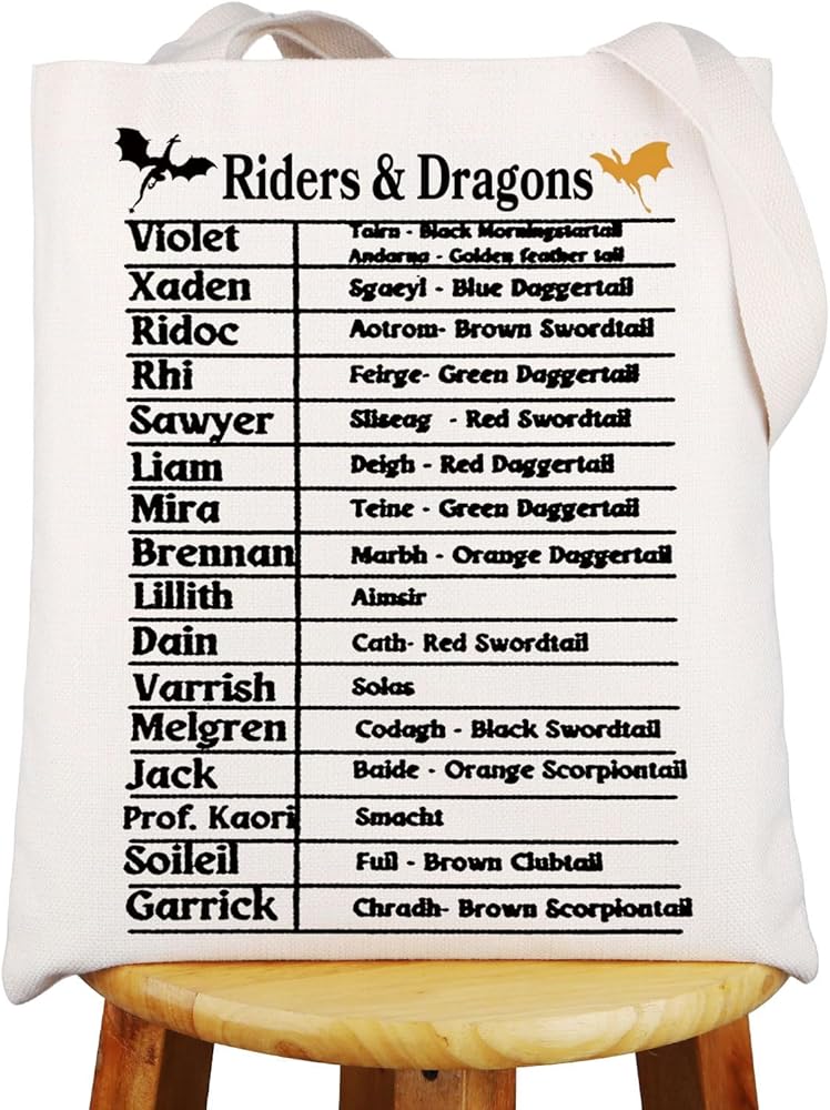 Basgiath War Dragon Rider Tote Bag Romantasy Fantasy Book Inspired Gift Dark Dragons Lover Shoulder Bag