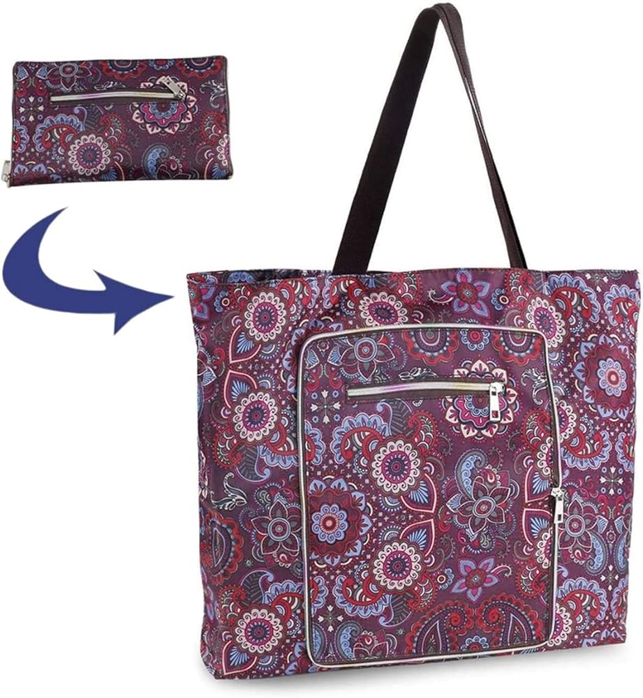 Rayon Women's Beach Bag Tote Bag 45.5 x 10 x 43 cm Foldable Sea Large Shopping Bag with Zipper Gym Bag for Women