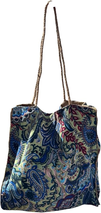 Women's Shopper Tote Travel Beach Day to Day Bag Summer Shoulder Bag Style Elegant Design Vintage Bohemian Ethnic Durable Fabric Thin Blue, blue