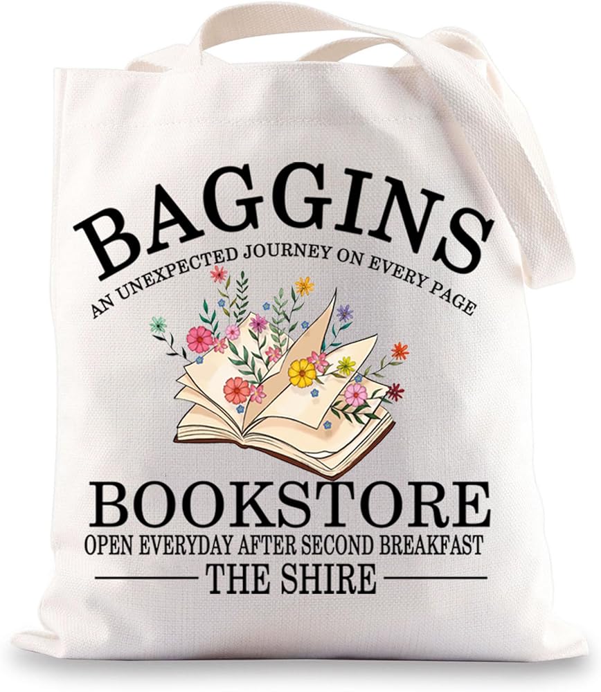 Baggins Bookstore Tote Bag Lord Rings Inspired Gifts The Shire Gifts Baggins Bookstore Gifts