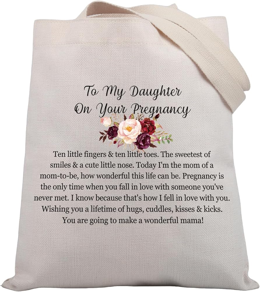 PLITI To My Daughter On Your Pregnancy Tote Bag For Pregnancy Gift Daughter Pregnancy Congratulation Gift Mom To Be Gift