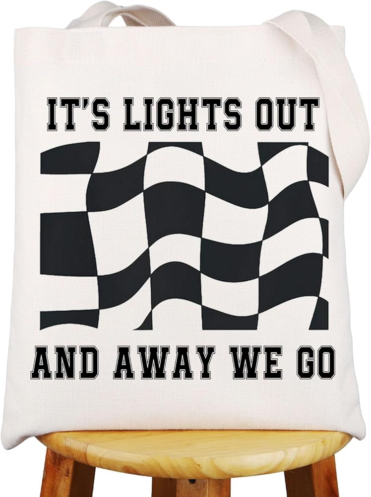 Racing Tote Bag Car Racing Lover Gifts Racing Race Day Gifts It’s Lights Out And Away We Go Shoulder Bag