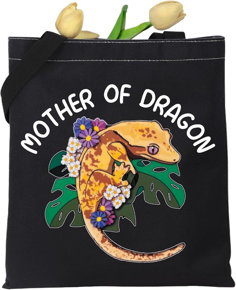 KUIYAI Cute Bearded Dragon Gift Mother Of Dragon Canvas Tote Bag Lizard Mom Gift Reptile Lover Gift