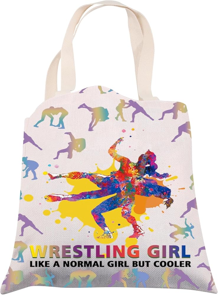 ENSIANTH Wrestling Girl Gifts Wrestling Tote Bag Wrestler Gifts for Wrestling Lover Canvas Tote Bag Girl Wrestler Reusable Shoulder Bag