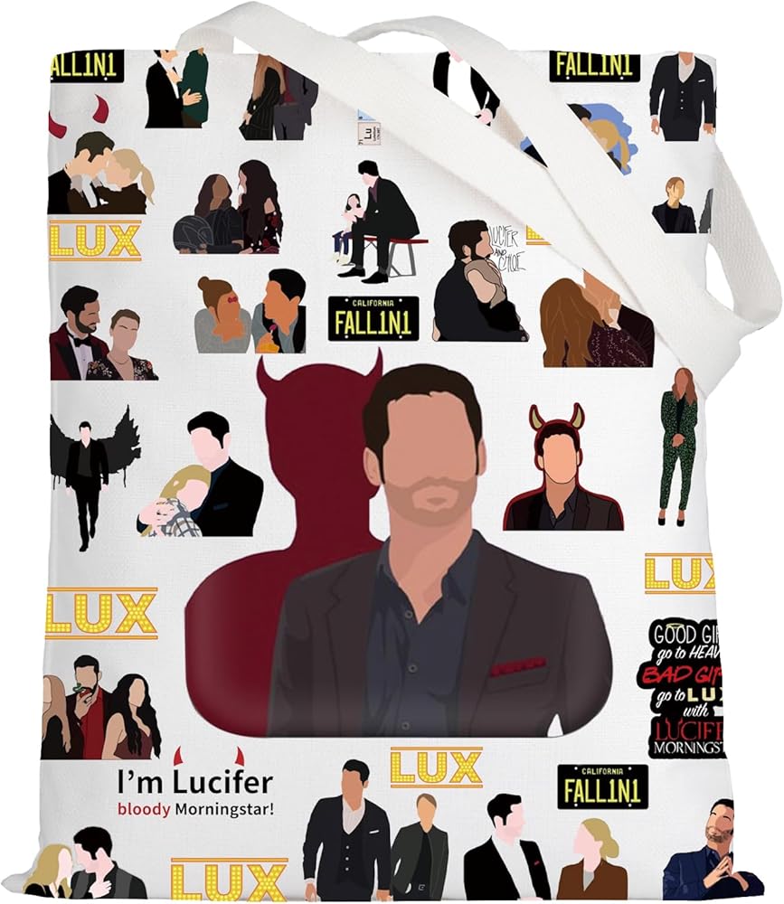 LEVLO Lucifer Tote Bag Lucifer Morningstar Fans Gift Lucifer Lux Nightclub Shoulder Bag Lucifer Merchandise