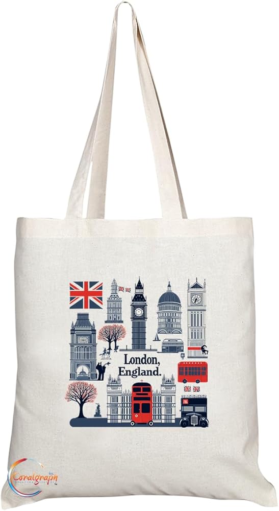 Coralgraph TB670 Original London Adventure Novelty Present Gift Printed Eco-Friendly Stylish Long Handled Tote Shoulder Bag