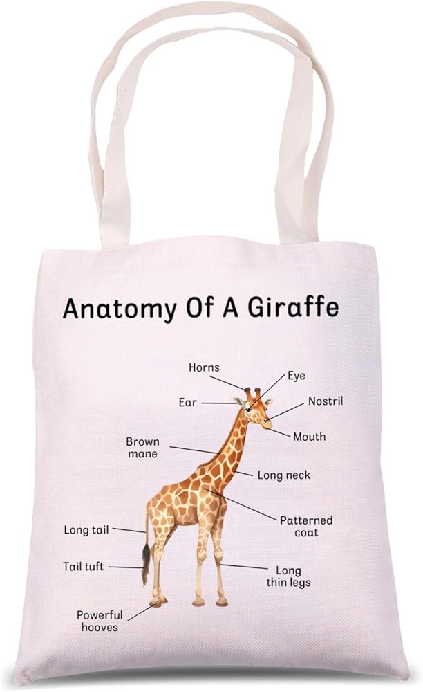 Giraffe Anatomy Shoulder Bag Giraffe Lover Gift Giraffe Animal Tote Bag Giraffe Theme Gift