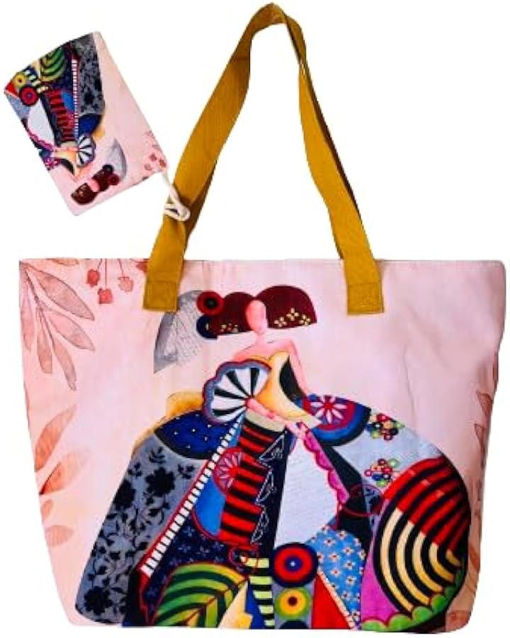 Genérico Goods4good Tote Shopper Large Picture Painting Artistic Gift Mobile Sachet Lightweight Zipper Handles.