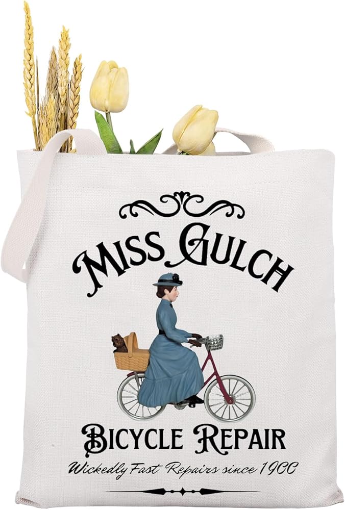 KUIYAI Movie Inspired Gift Vintage Witchy On Her Bike Canvas Tote Bag For Shopping Office Travel