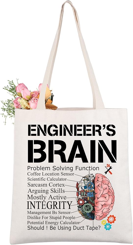 AKTAP Engineer Gifts for Women Engineer’s Brain Tote Bag Mechanical Engineering Gift Electrical Engineer Teacher Student Gift