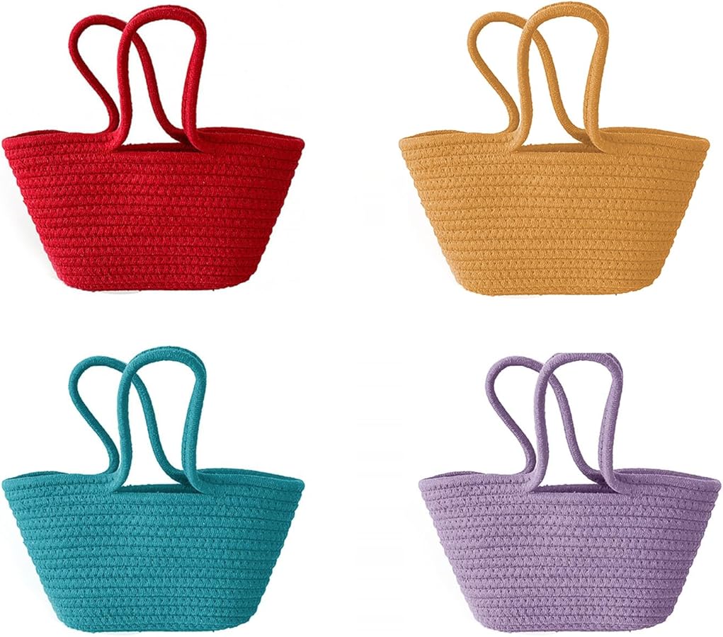 Vintage Multipurpose Woven Basket Bag Hand-Woven Shoulder Bag Large Handbag for Seaside Tourism