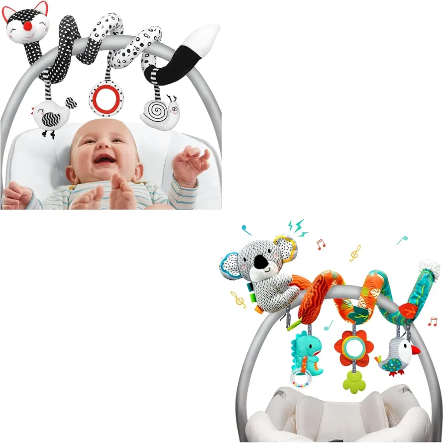 XIXILAND Black and White Car Seat Toys High Contrast Baby Toys & Koala Carseat Toys for Infants 0-6 Months Baby Toys 0-3 Months, Infant Toys 0-6 Months Newborn Toys 0 3 Months Brain Development