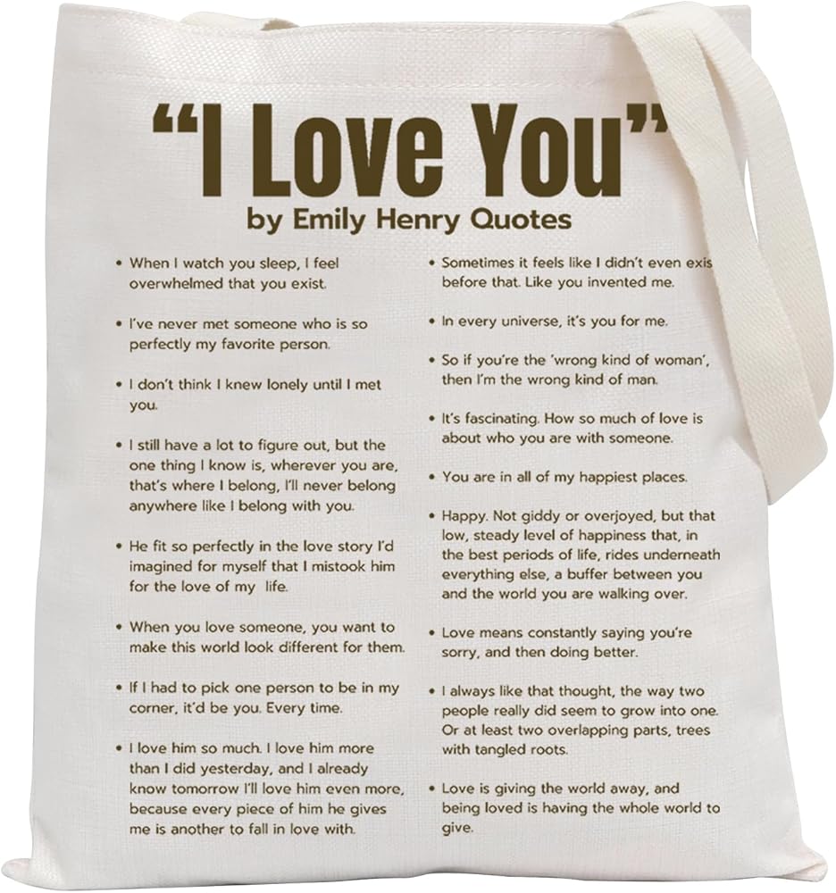 Bookish Gift Romance Gift Beach Read Inspired Shoulder Bag Reading Gift I Love You Tote Bag