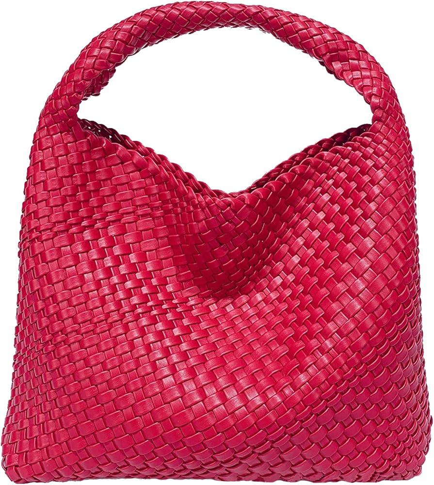 Woven Tote Bags for Women, Soft Vegan Leather Tote Bag Woven ladies Handbags Summer Shoulder Bag Large Capacity Top-handle Bag with Purse