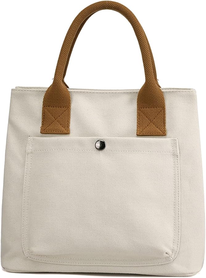 PORRASSO Canvas Handbag Women Tote Top-Handle Bag for Dating Work Daily Use