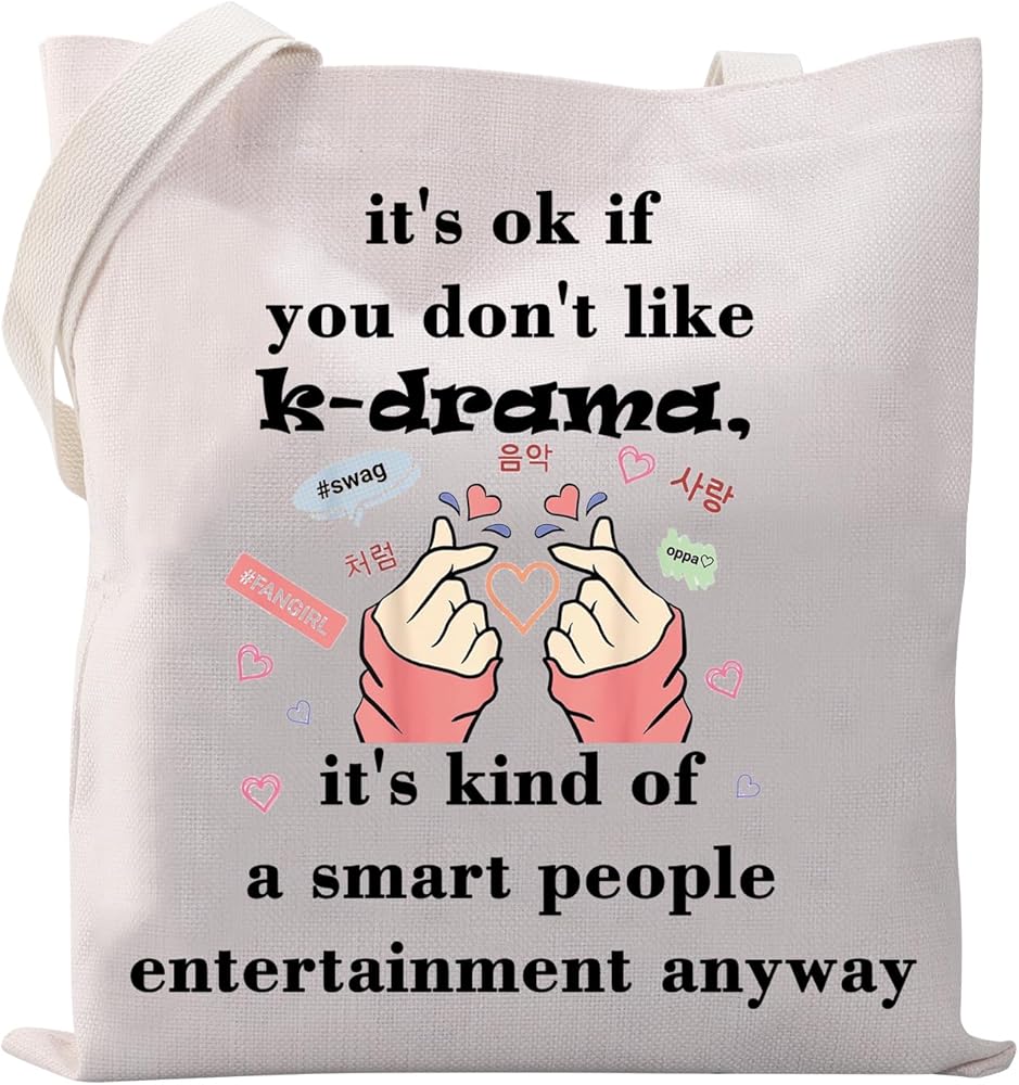 K-drama Tote Bag Funny Korean Drama Gifts for K-Drama Lovers Fans K-drama Themed Gifts Canvas Bag