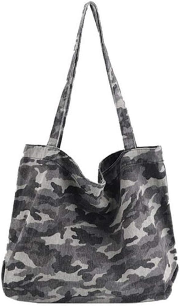 Women Vintage Canvas Camouflage Tote Shoulder Bag Shopping Bag Handbag