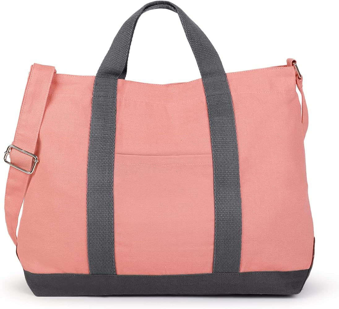 Eco Right Extra Large Canvas Tote Bag for Shopping & Work, Beach Bag with Adjustable Crossbody Handles