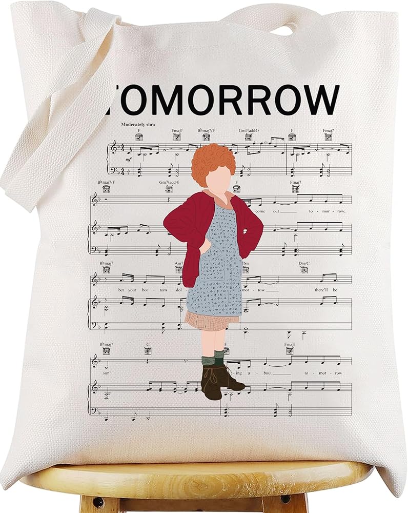 WZMPA Annie The Musical Tote Bag Orphan Annie Fans Gift Annie Tomorrow Broadway Shoulder Bag Annie Music Merchandise