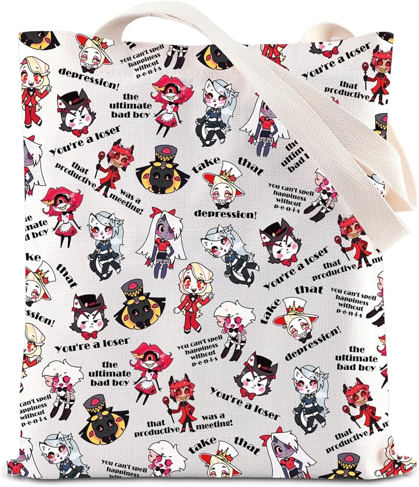 FOTAP Hazbin Cartoon Lover Gift Cute Hazbin Character Inspire Tote Bag Hazbin Quote Gift Comedy Drama Gift