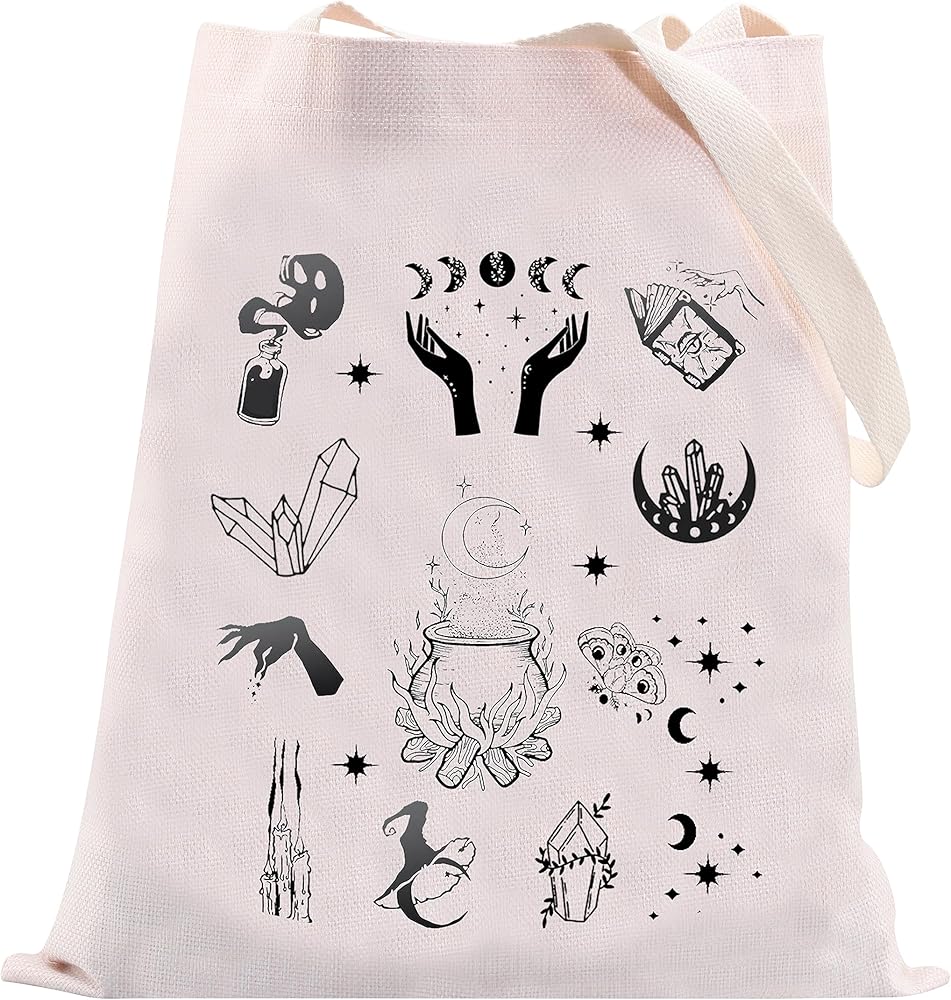JNIAP Witchcraft Gift Witch Stuff Witchy Tote Bag Wicca Gift Witch Lover Gift Mystical Gift Travel Shopping Pouch
