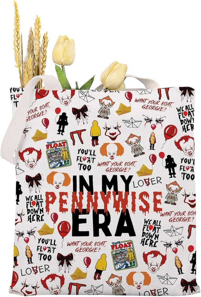 KUIYAI Horror Movie Gift, Losers Club, Halloween Tote Bag, We All Float Down Here, The Dancing Clown Gift