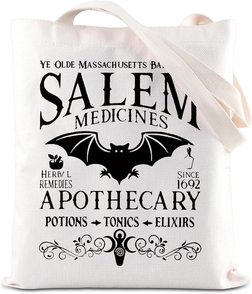 Salem Witch Movie Merchandise Tote Bag Herbalist Witch Bat Gift Salem 1962 Gift Salem Medicines Apothecary Shoulder Bag For Fans