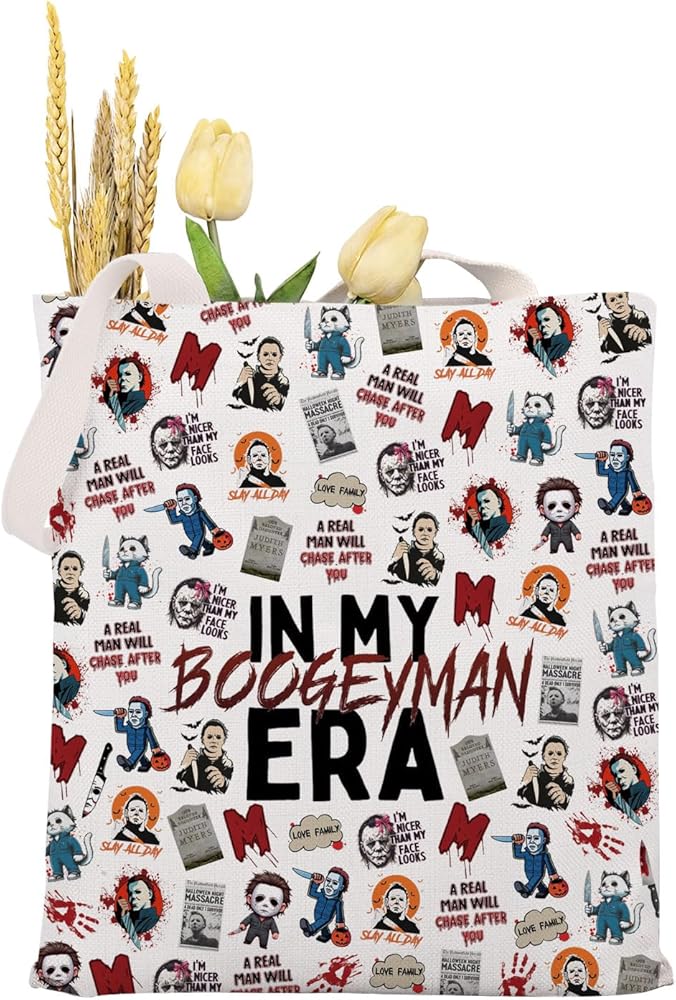 KUIYAI Horror Movie Killers Gift, Halloween Theme Tote Bag, Horror Movie Lover Gift, Spooky Season Gift