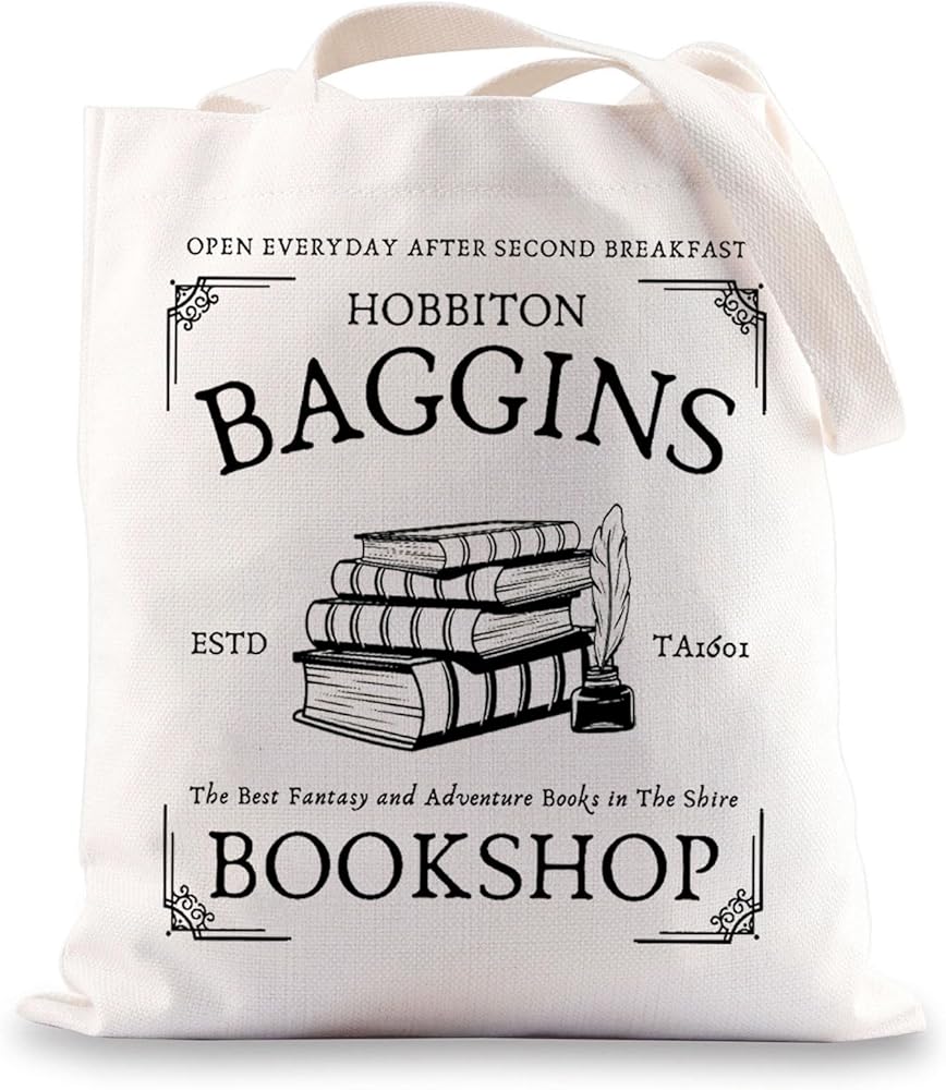 Baggins Bookstore Tote Bag Lord Rings Inspired Gifts Baggins Bookstore Gifts The Shire Gifts