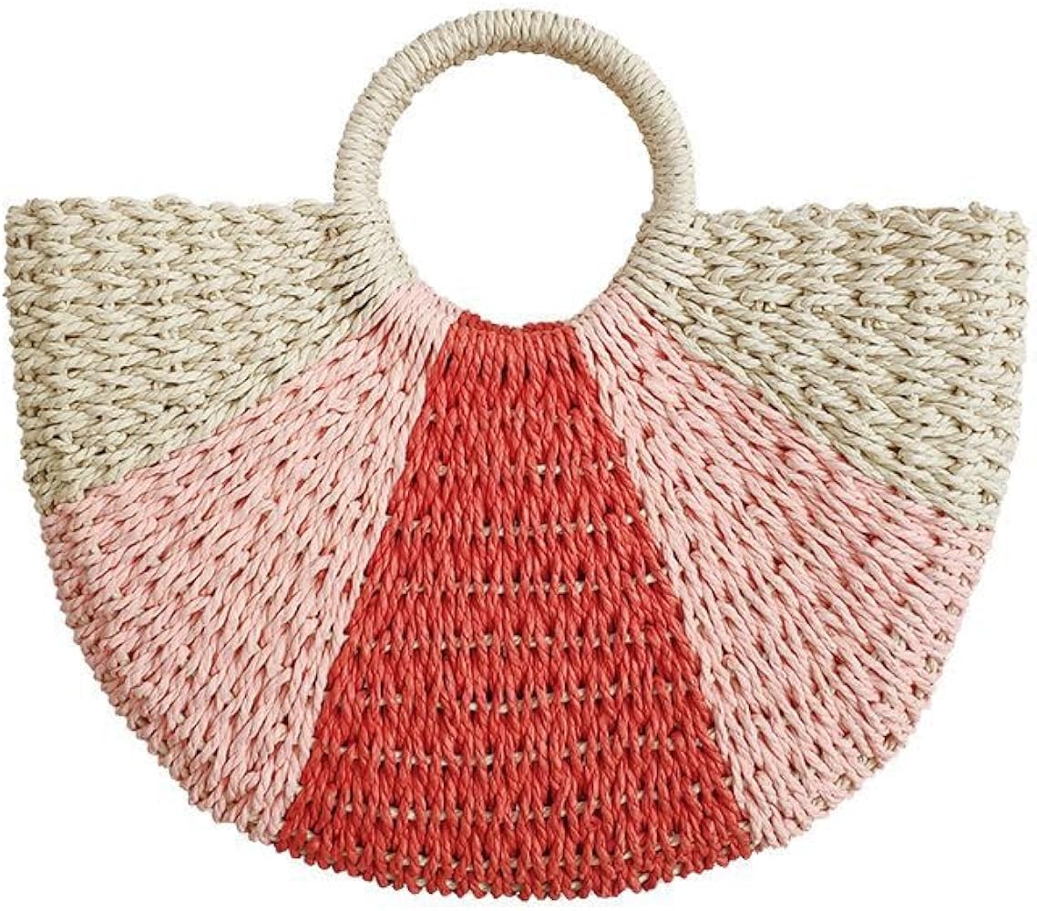 Women Woven Tote Summer Beach Retro Chic Straw Bags Classic Handbags Candy Color Top Handle Bag for Travel Daily Outfit
