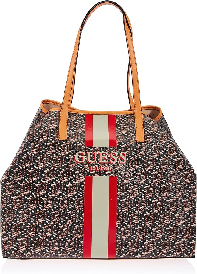 Guess Women's Vikky Large Tote Bag, Black Logo/Cognac-BKG, Black Logo/Cognac-bkg, Black Logo/Cognac-bkg, 40x31x18 cm, Black Logo/Cognac-bkg, 40x31x18 cm