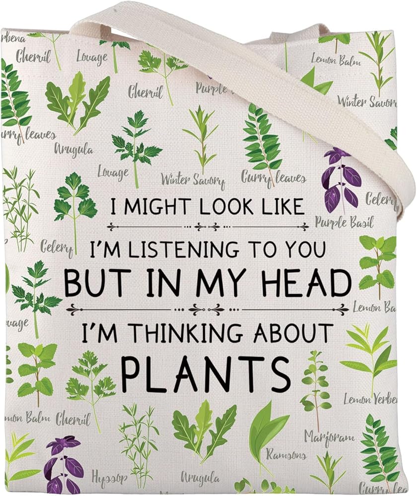 ENSIANTH Plant Canvas Tote Bag Plants Gifts for Plant Lovers Shopping Bag Gift for Gardening Lovers Reusable Grocery Shoulder Bags