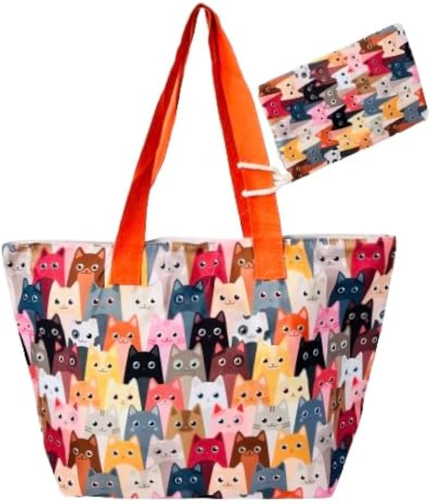 Genérico Large Beach Bag Cat Woman Man Gift Bag for Mobile, 57 x 40 x 15 cm.