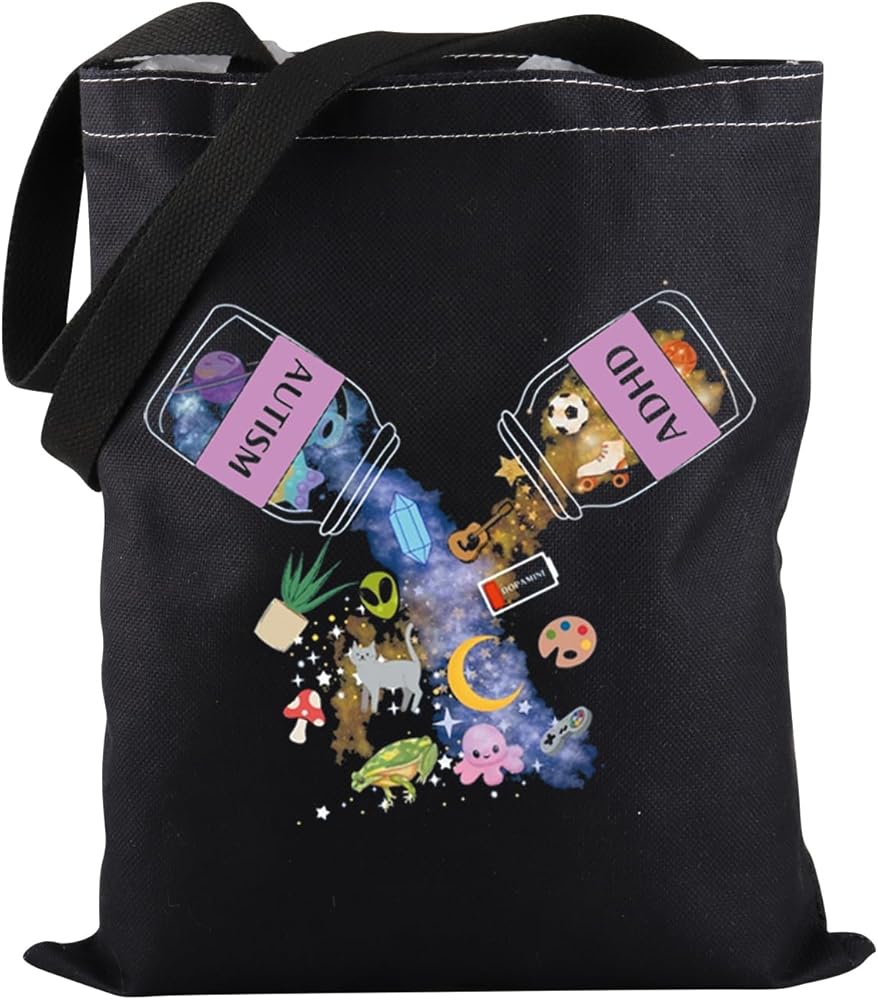 Autistic ADHD Tote Bag Disorder Neurodivergent Tote Bag Autism and Attention Gift ADHD Awareness Gift