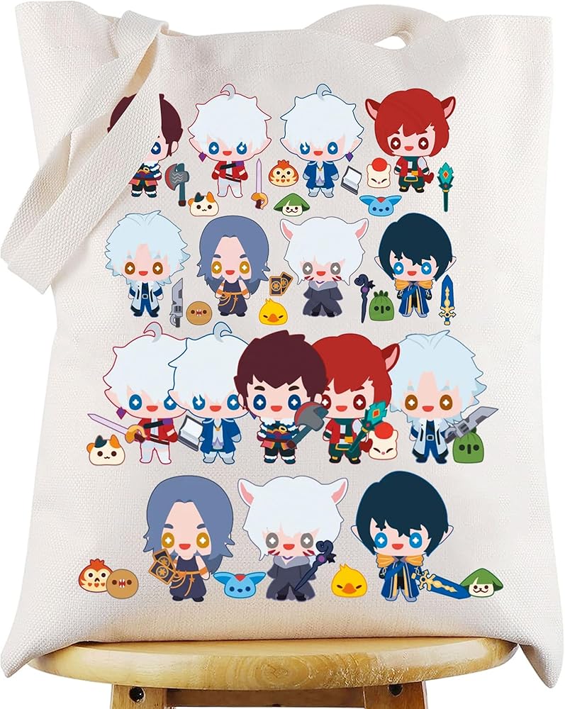 WZMPA Fantasy Character Tote Bag Fantasy Game Lover Gift Fantasy Gamer Canvas Handbag Fantasy Video Game Merchandise