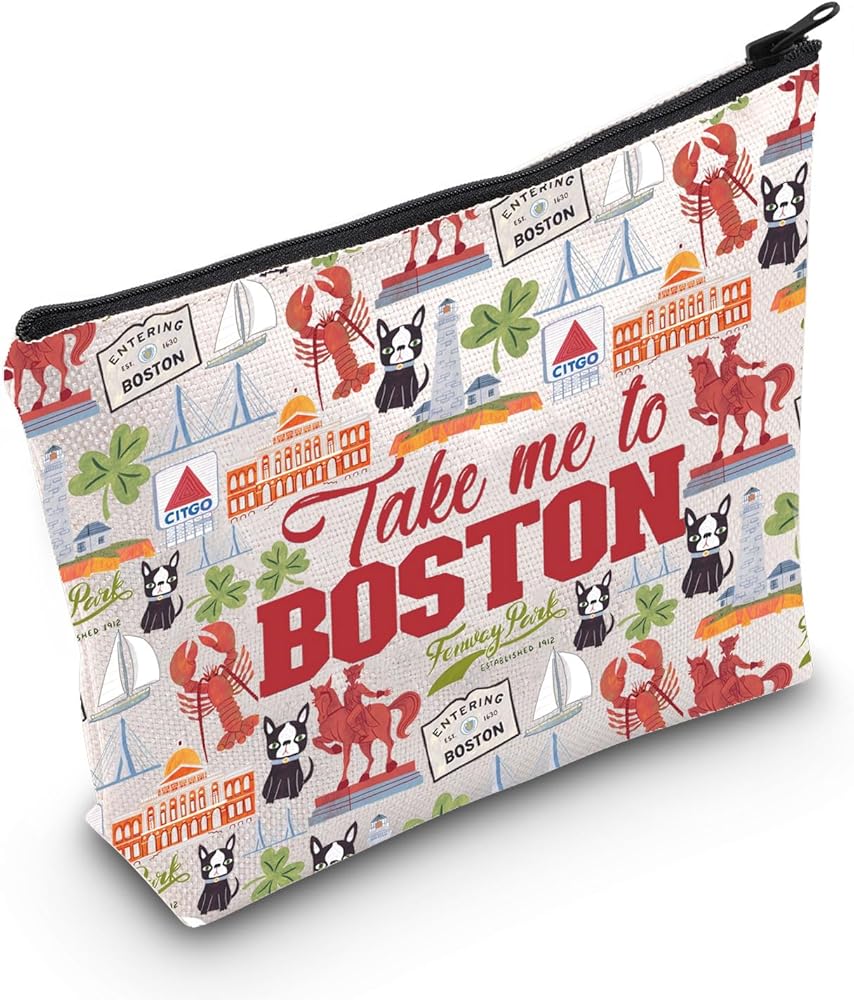 WZMPA Boston Cosmetic Makeup Bag Boston Travel Culture Gift Take Me To Boston Zipper Pouch Bag Boston Travel Merchandise (Take Boston)
