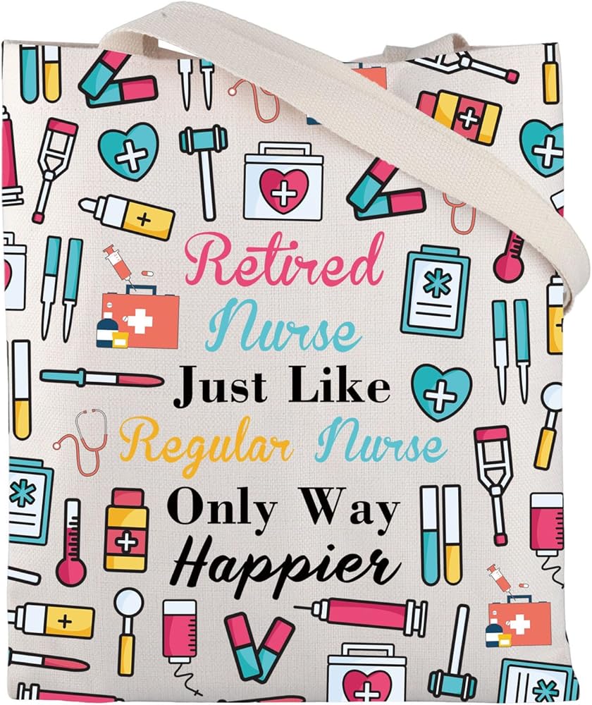ENSIANTH Retired Nurse Tote Bag Nurse Retirement Gifts for Women Nurse Reusable Grocery Bag Retired Nurse Shopping Bag
