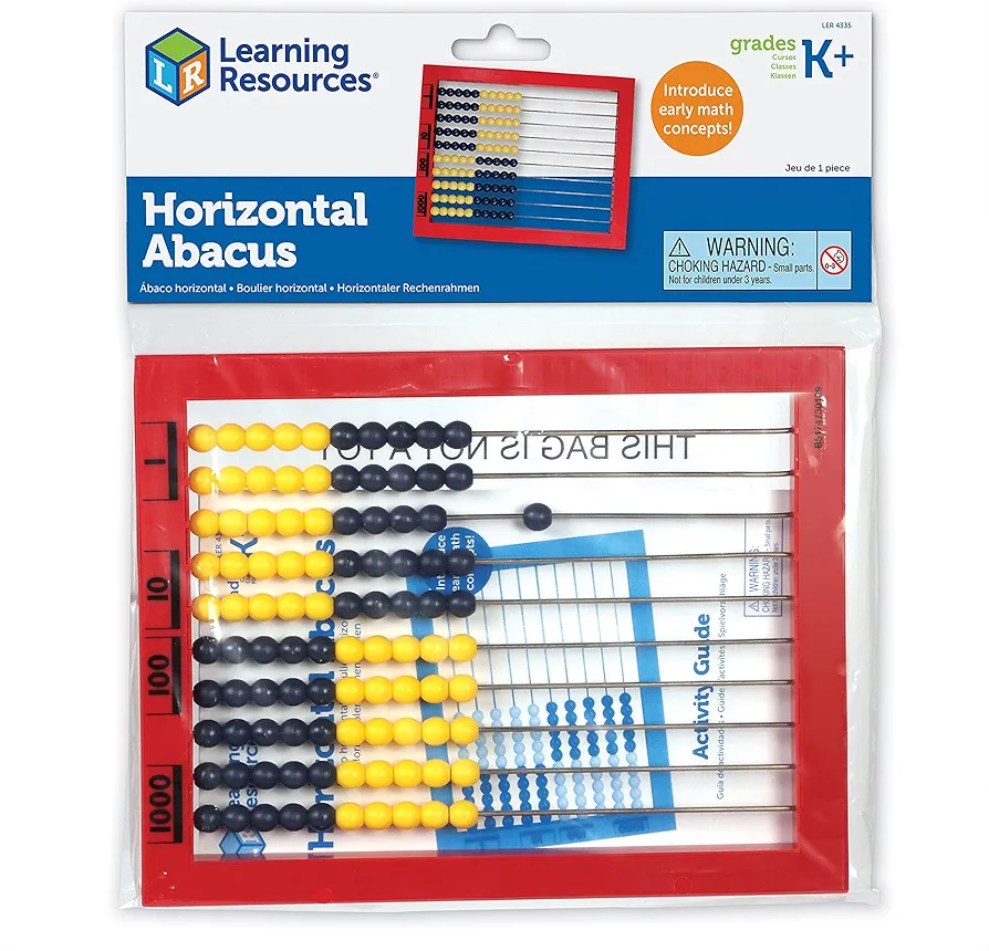 Learning Resources 2-Color Desktop Abacus, Red Frame, Color Coded, Math Concepts