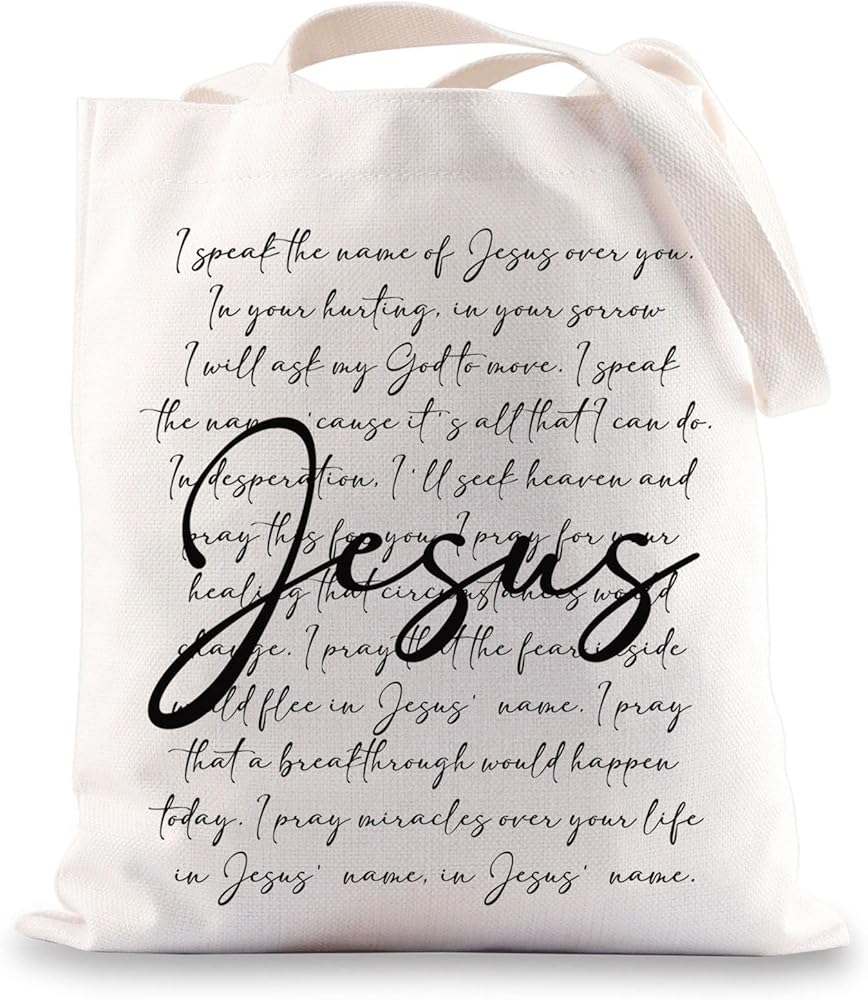 Jesus Bible Verses Tote Bag Christian Gifts i Speak The Name Of Jesus Religious Faith Tote Bag